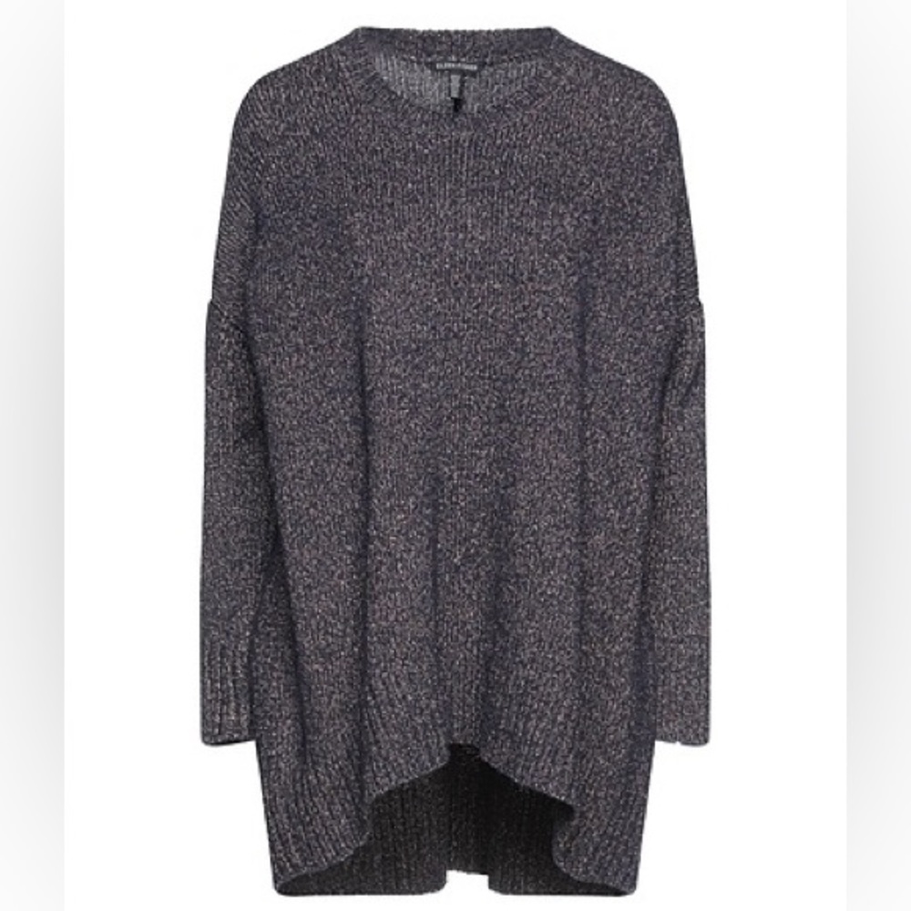 Eileen Fisher Dark Purple Thick Knit High Low Sweater